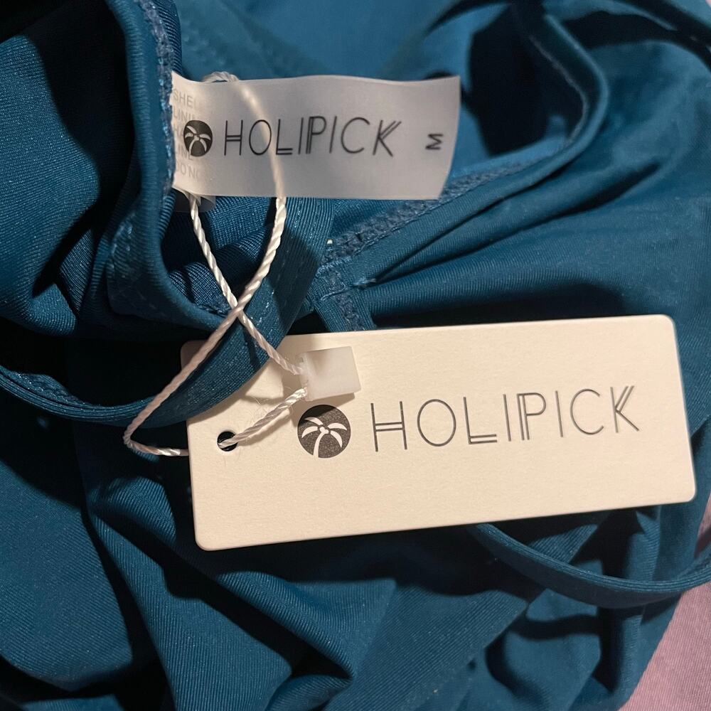 Holipick Women Teal One Shoulder Tummy Control One Piece Swimsuit M NWT - Picture 6 of 7